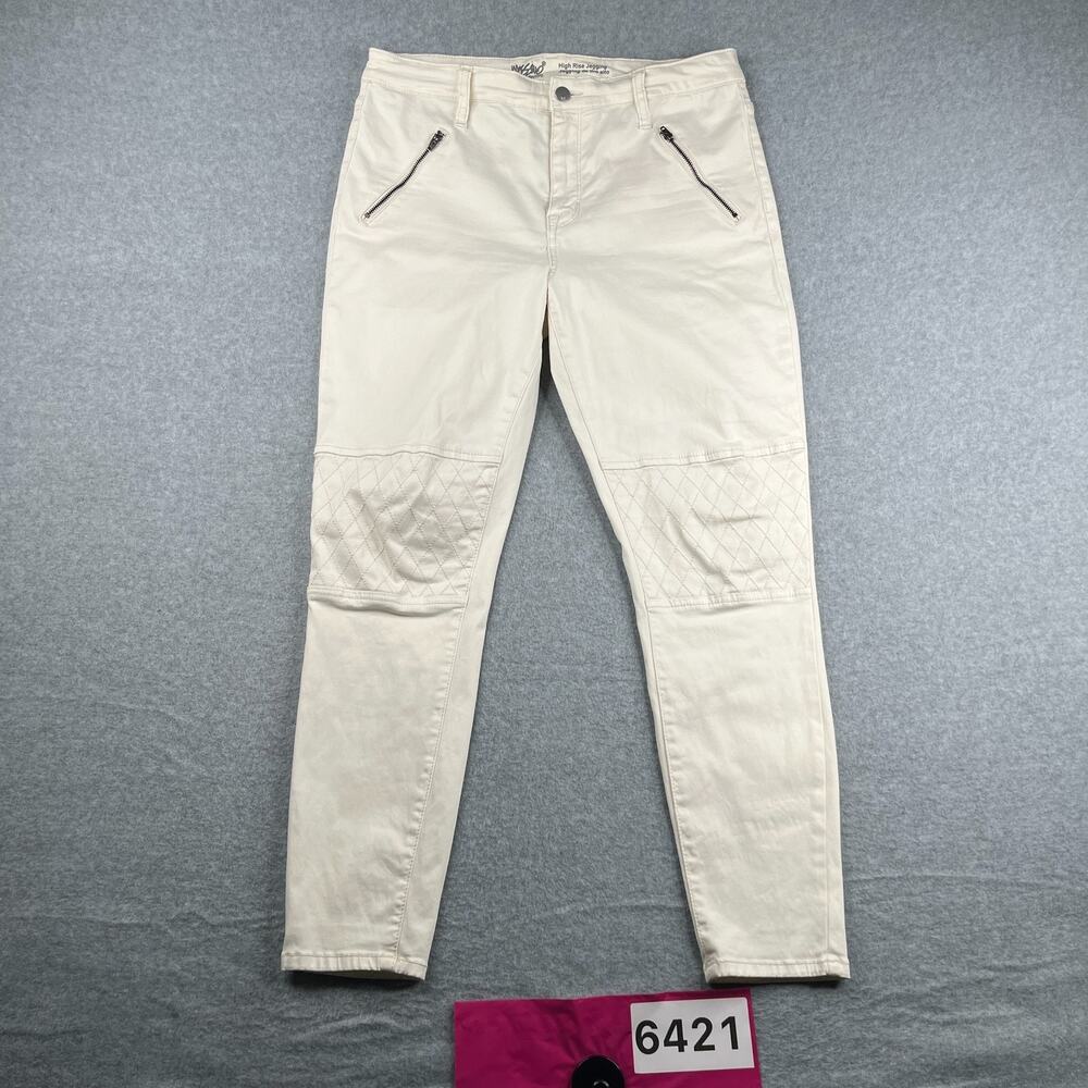 Mossimo Supply Denim High Rise Jeggings Super Stretch White Womens Size 14 *SEE